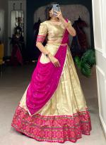 Jacquard Silk Off White Festival Wear Weaving  Readymade Lehenga Choli